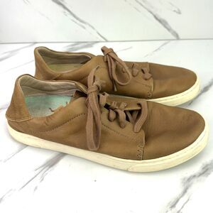 Womens Olukai Pehuea Li Ili Brown Leather Sneakers Lace Up Shoes US 8 EU 38